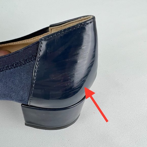 Geox Carey Block Heel Pumps D54V8A Blue Suede Patent Cap Toe size 41 US 10.5 - Picture 14 of 15